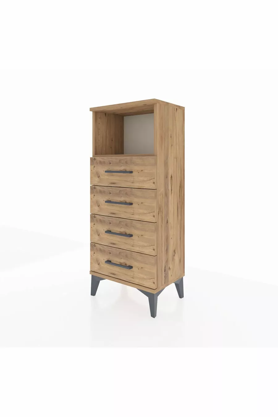 Table de chevet Arges avec une étagère et 4 tiroirs en pin