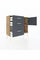 Commode Arges à une étagère, 3 tiroirs et une porte, pin-anthracite