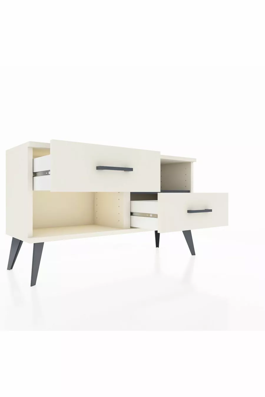 Commode Arges à une étagère et 2 tiroirs, quartz-anthracite/quartz