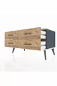 Commode Hyperion 4 étagères Anthracite-Pierre d'ardoise/Sapin