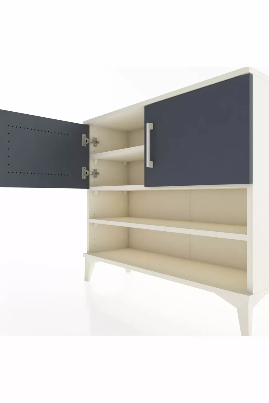 Commode Arges 3 étagères 2 portes Pierre de lune-Anthracite