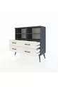 Commode Arges 4 étagères 4 tiroirs Anthracite-Anthracite/Gris pierre