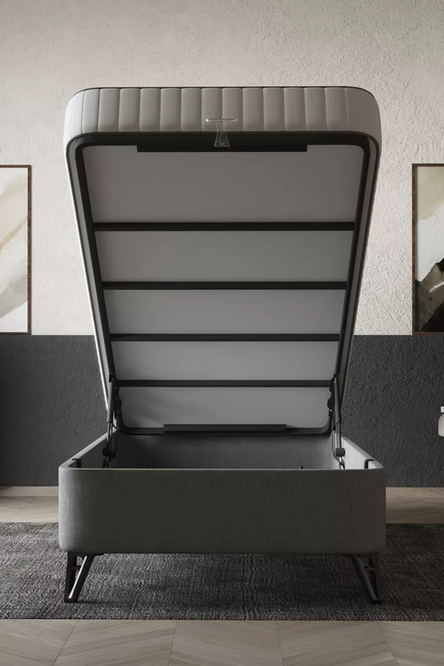 Set de lit en tissu ProBasic pour une personne (sommier, tête de lit, matelas)