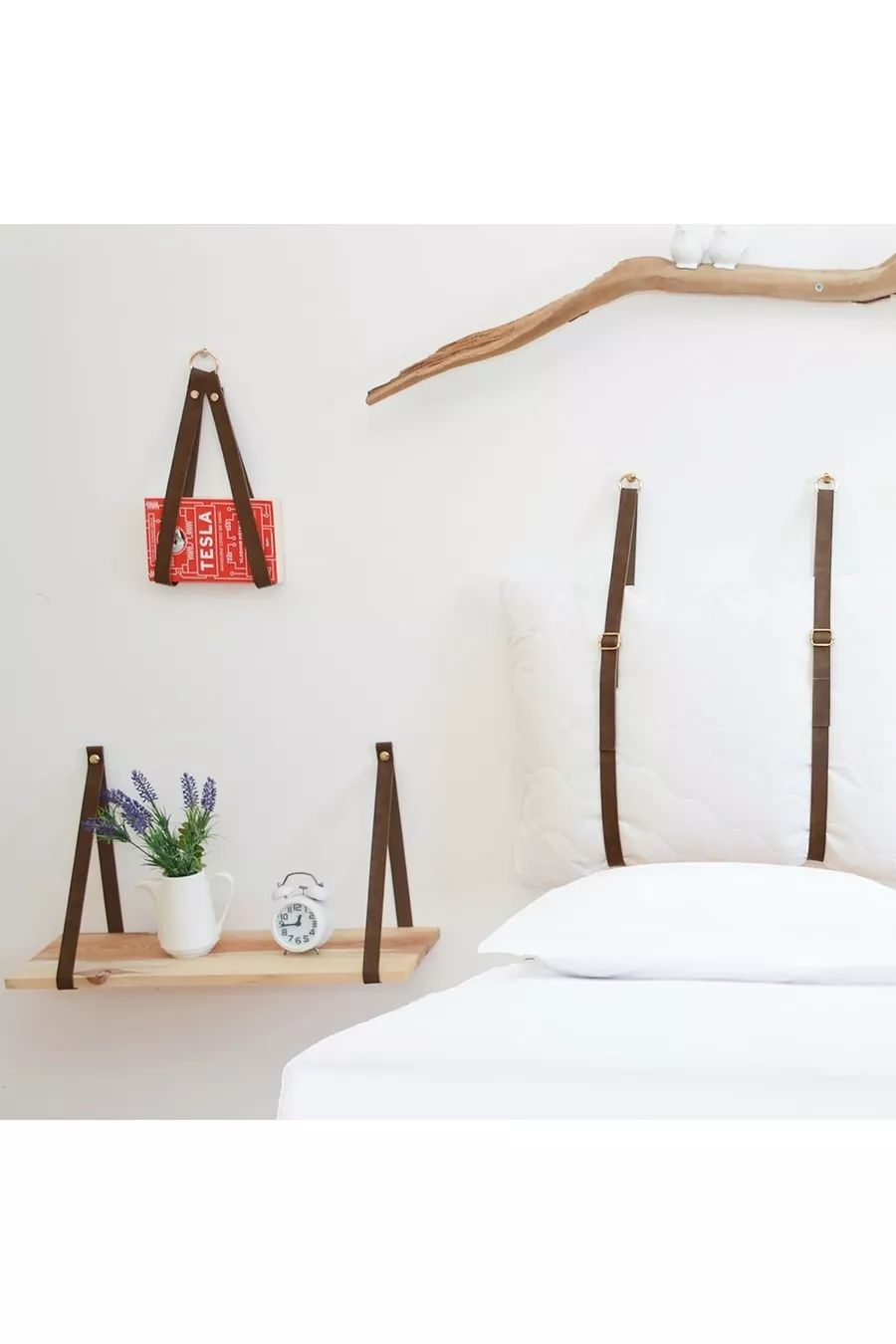 Tête de lit, cadre de lit en cuir et support d'oreiller 2 pièces avec housse d'oreiller couleur moutarde