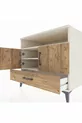 Commode Kronos avec 3 étagères, 1 tiroir et 2 portes, Pierre de Lune-Sapin