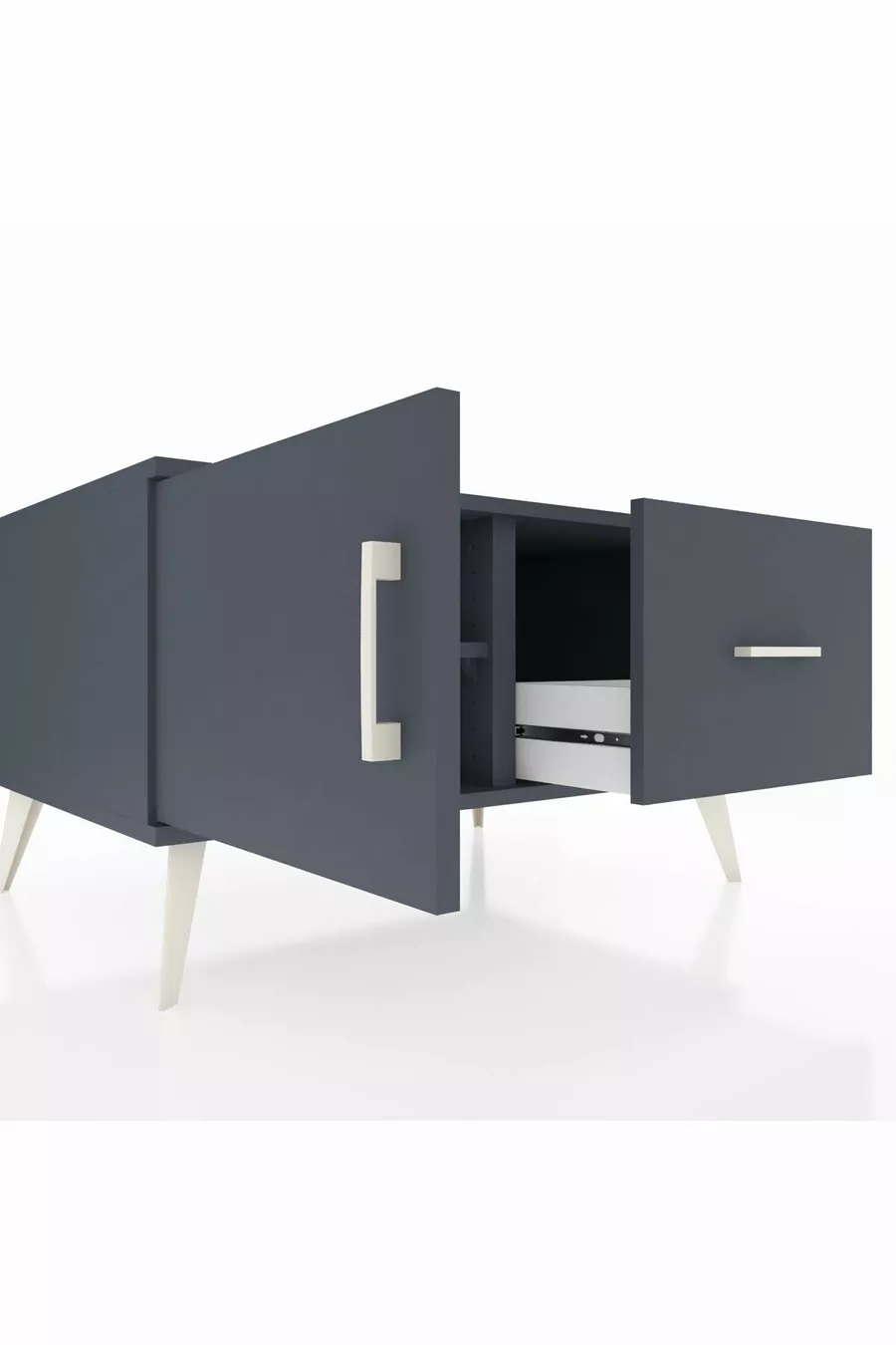 Commode Kronos avec une étagère, un tiroir et une porte, Anthracite-Anthracite