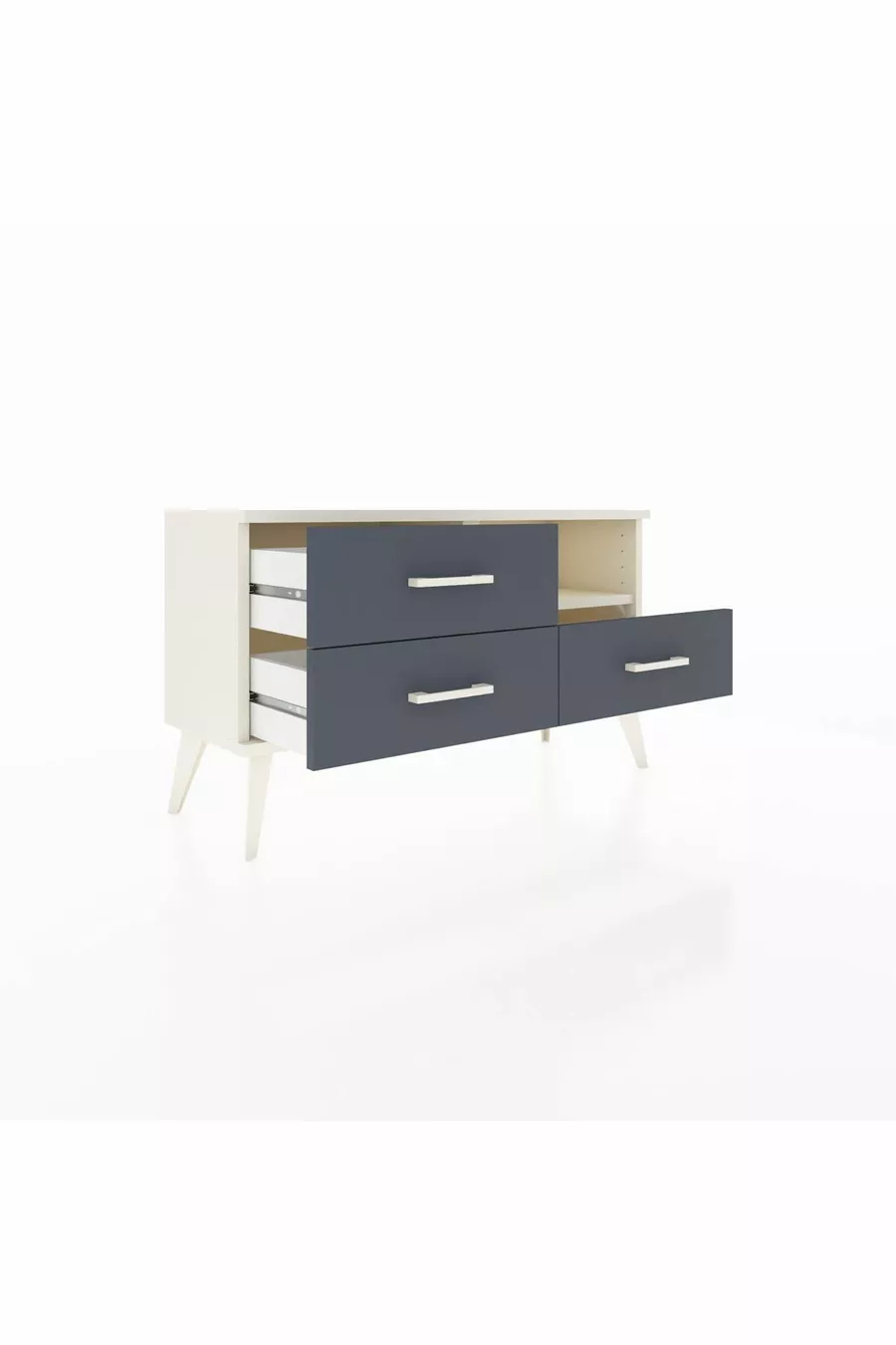 Commode Arges à une étagère et 3 tiroirs, en pierre de lune/Menthe anthracite