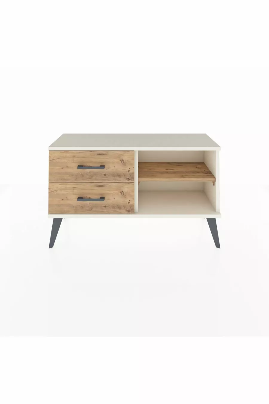 Commode Arges à une étagère et 2 tiroirs en pierre d'onyx et pin