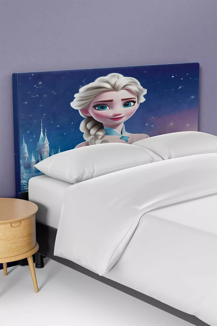 Housse de tête de lit de chambre d'enfant avec motif Elsa bleu de La Reine des Neiges