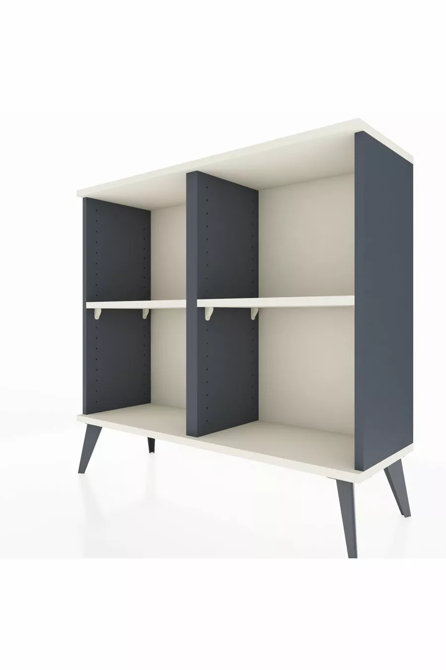 Commode Arges 2 étagères Anthracite-Pierre de lune