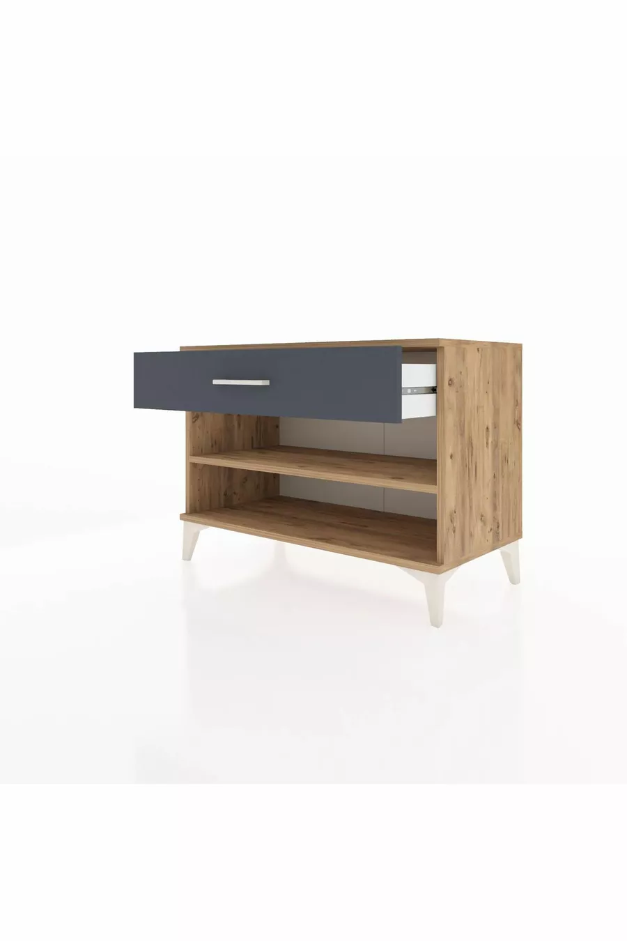 Commode Hyperion à une étagère et un tiroir, pin-anthracite