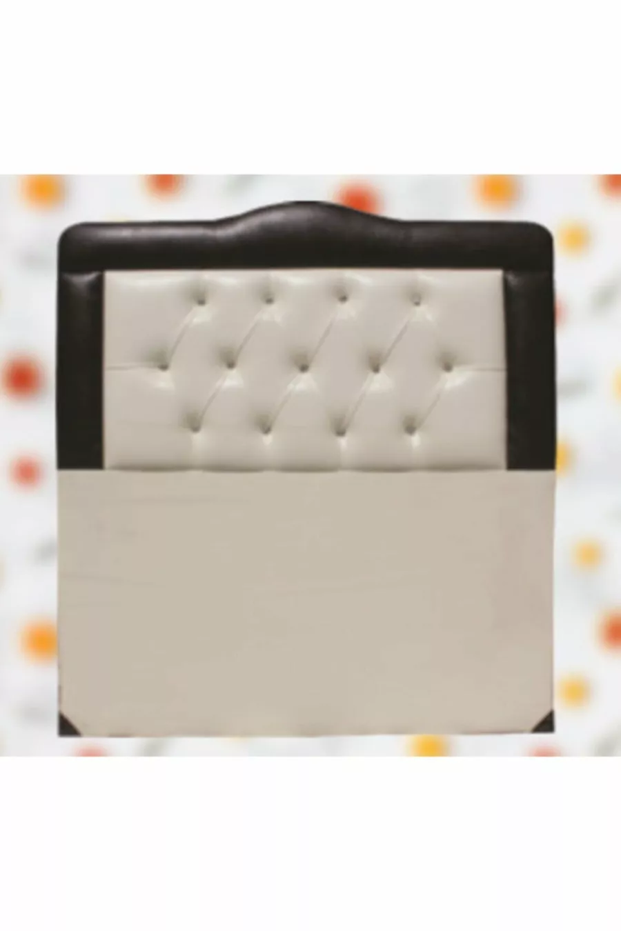 Tête de lit en similicuir brun crème avec capitonnage