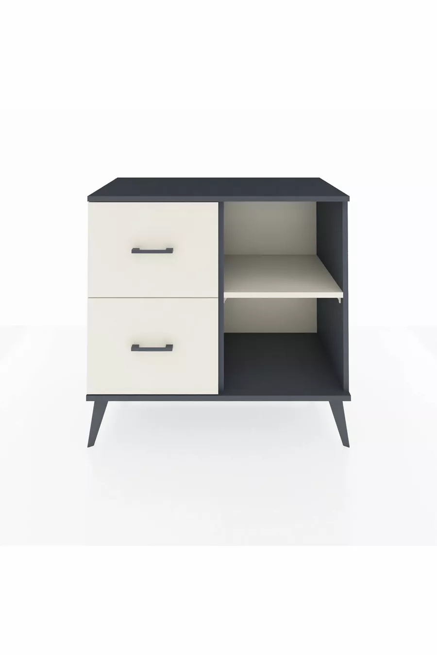 Commode Hyperion à une étagère et 2 tiroirs Anthracite-Pierre de Lune
