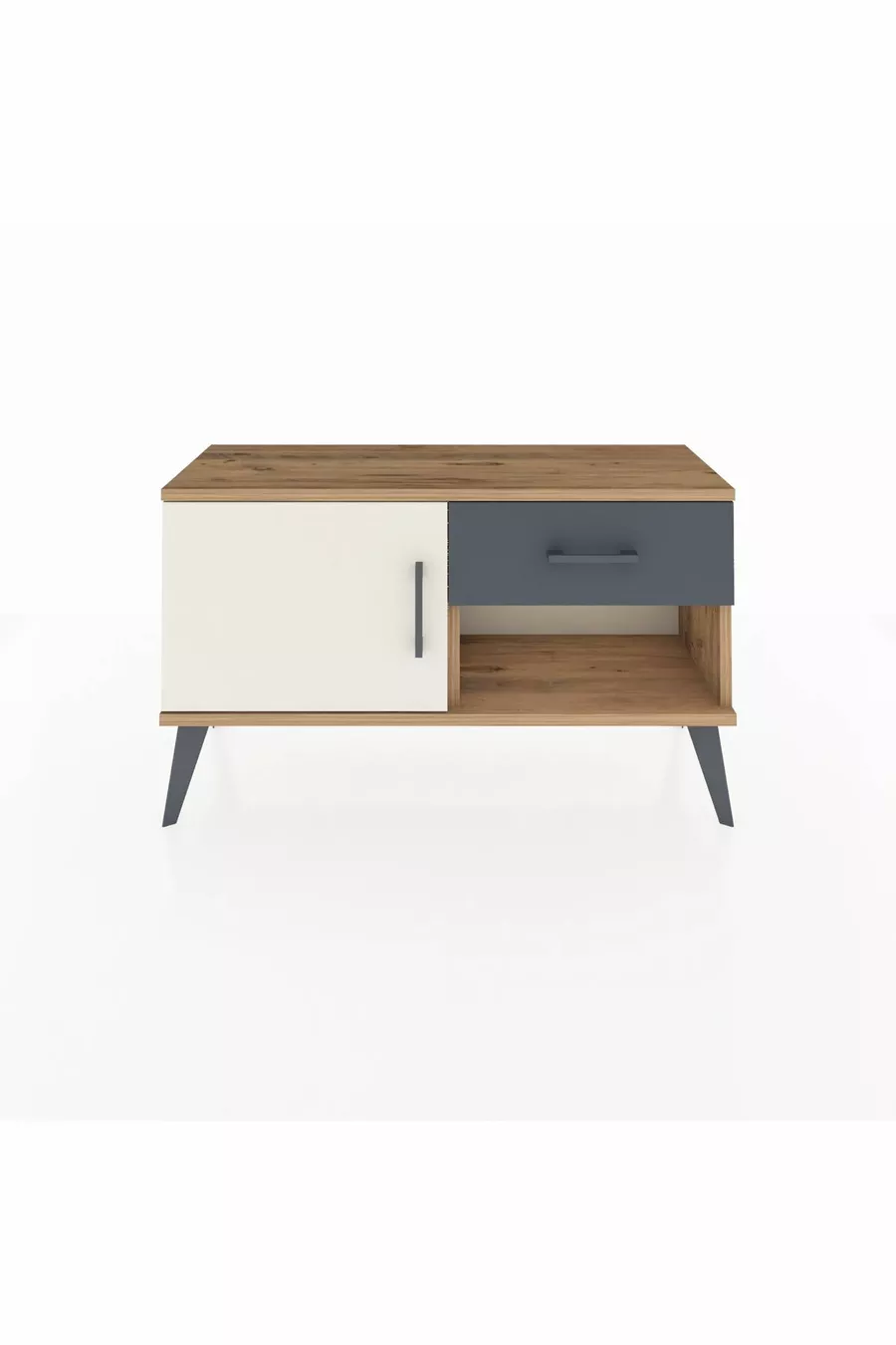 Commode Arges avec une étagère, un tiroir et une porte en pin-jaspe/anthracite