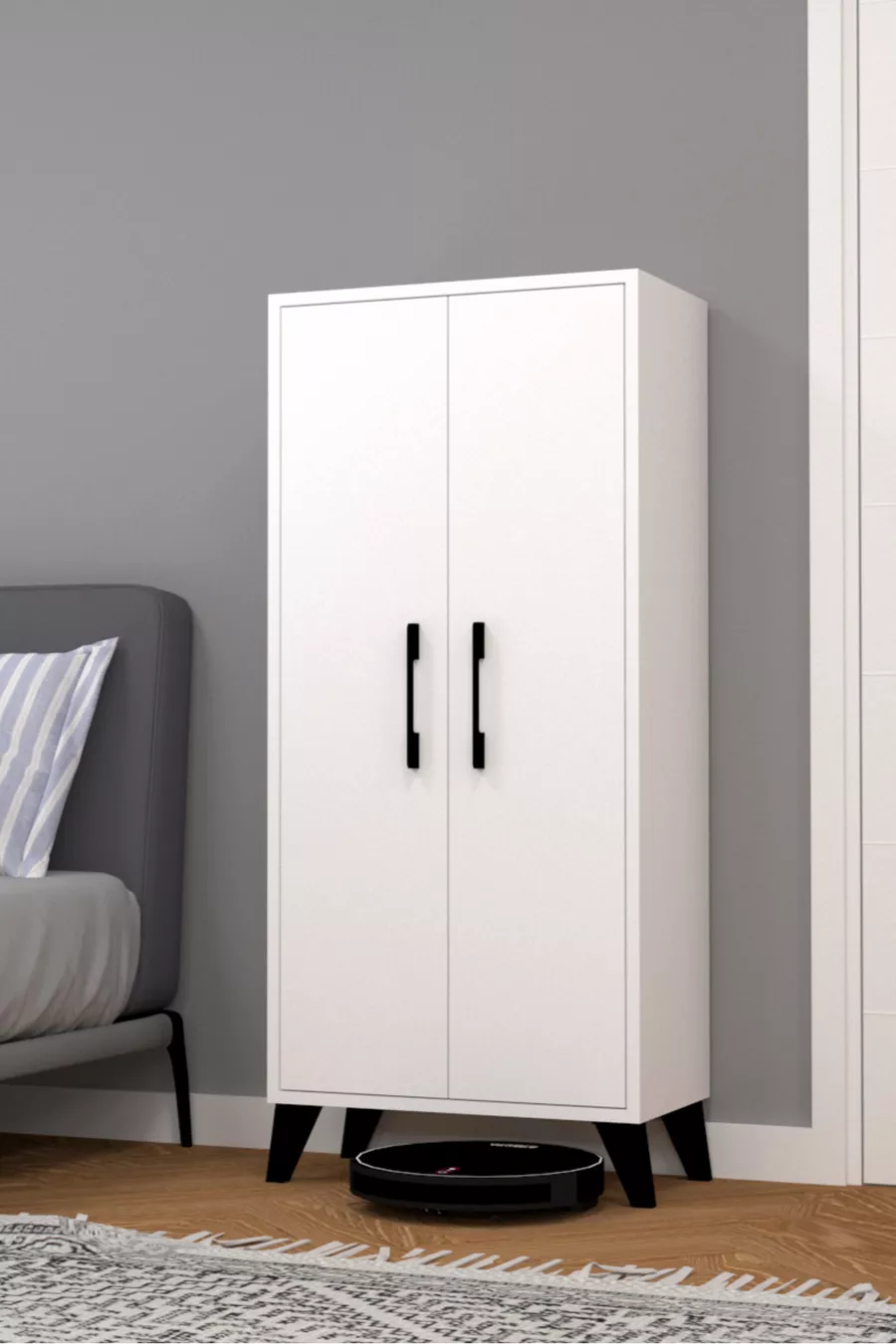 Armoire à deux portes et quatre étagères de  cm