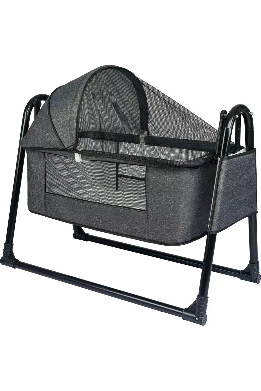 Btrend Berceau Bébé Portable avec Panier Noir en Filet de Soie et Poches, Inclus Cadeau, Berceau Suspendu