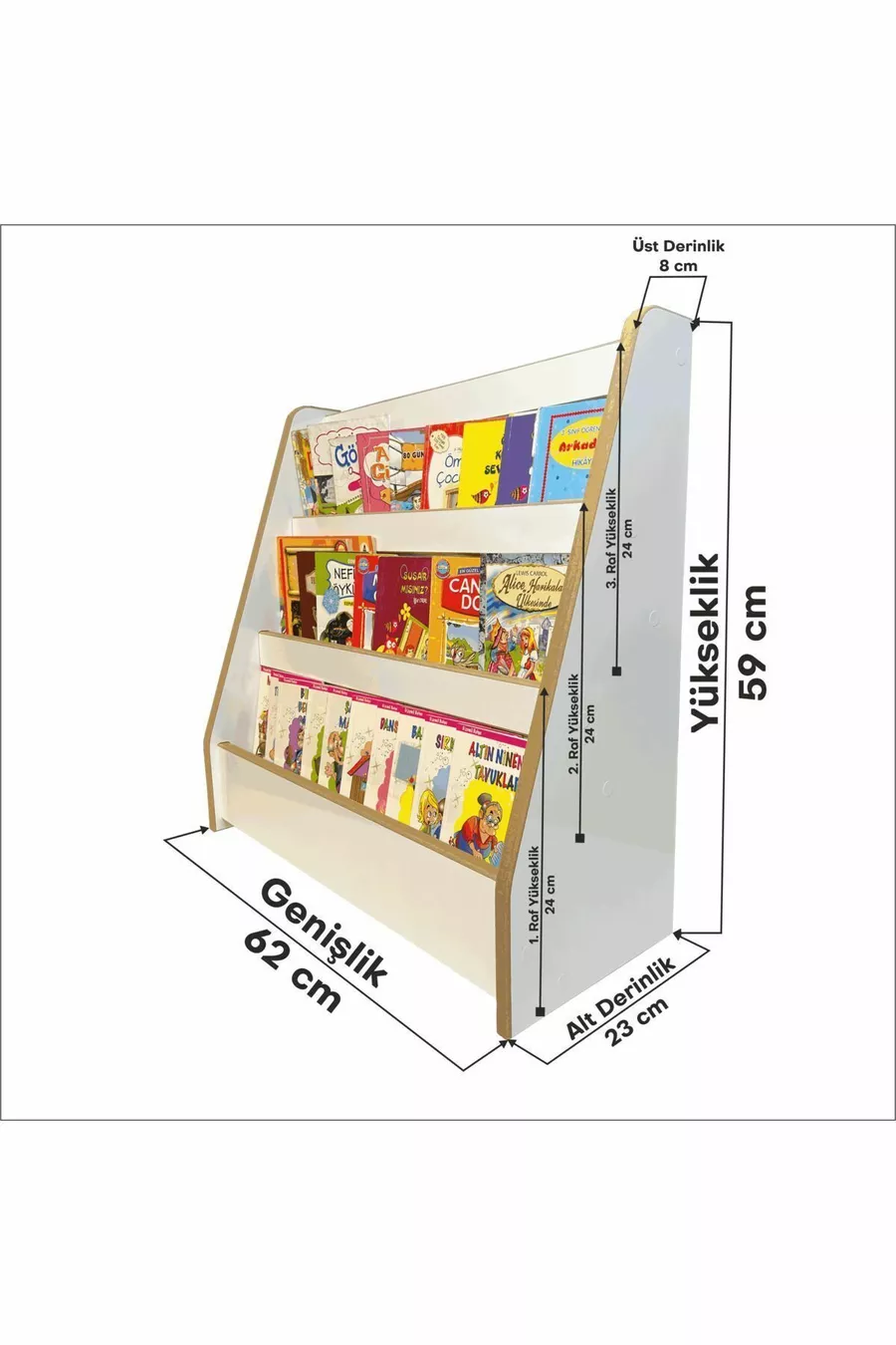 Bibliothèque à 3 étagères Melis - Chambre de bébé et d'enfant Bibliothèque Montessori à 3 étagères Melis