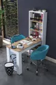 Table de manucure à tiroirs Rani - Table de maquillage avec panier Noyer - Blanc
