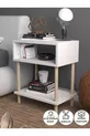 Table de chevet moderne à 2 étagères pour chambre à coucher, organisateur de chevet sur pieds en bois - Blanc