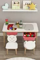 Bureau pour enfant, table de jeu et d'activités, table double avec chaises, usage été et hiver