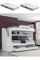 Lits superposés, Lit superposé avec tiroirs Inci - Blanc 2 matelas Confort