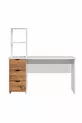 Lit superposé, lit superposé avec armoire et bureau, blanc-noix foncé, 1 matelas Comfort