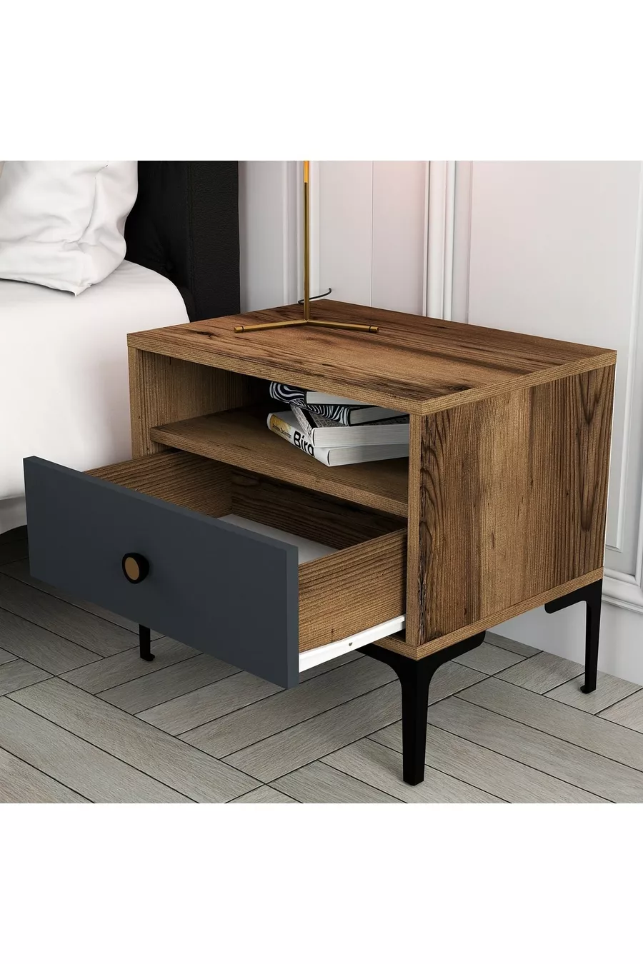 Commode Variant Lisbonne - Noyer / Anthracite