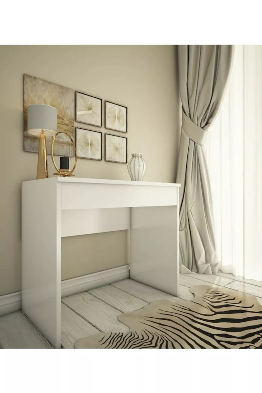 Coiffeuse Blanche avec Miroir Arya Miranda Mode / Bureau de Maquillage