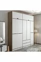 Armoire Elina à 5 portes avec penderie - Doré/Blanc