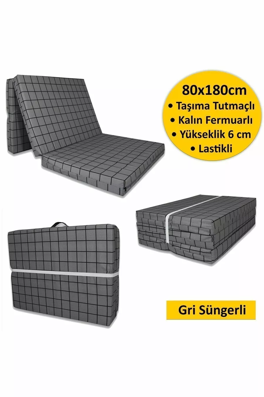 Matelas pliant en mousse avec coussin en mousse  Cm à carreaux