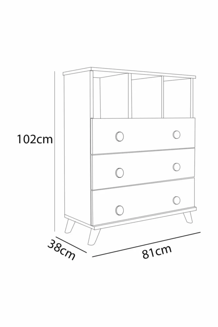 Commode blanche Babil à 3 tiroirs