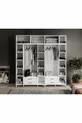 Armoire blanche complète en MDF avec 7 portes et penderie Gözde, montage gratuit