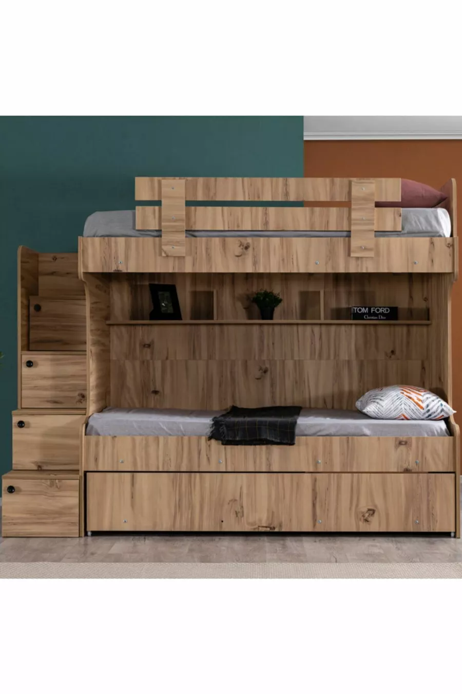 Lit superposé Viva avec tiroirs et 3 matelas confort