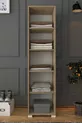Placard de salle de bain et de vêtements à une porte Nisan  cm en noyer clair et blanc avec 5 étagères - Armoire