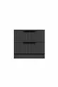 Table de chevet Kale Plus 2 tiroirs - Anthracite avec motif rayé en membrane