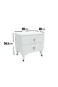 Table de chevet simple à 2 tiroirs Blanc Argent