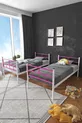 Lit superposé Koza Ranza compatible avec matelas, rose foncé, métal détachable
