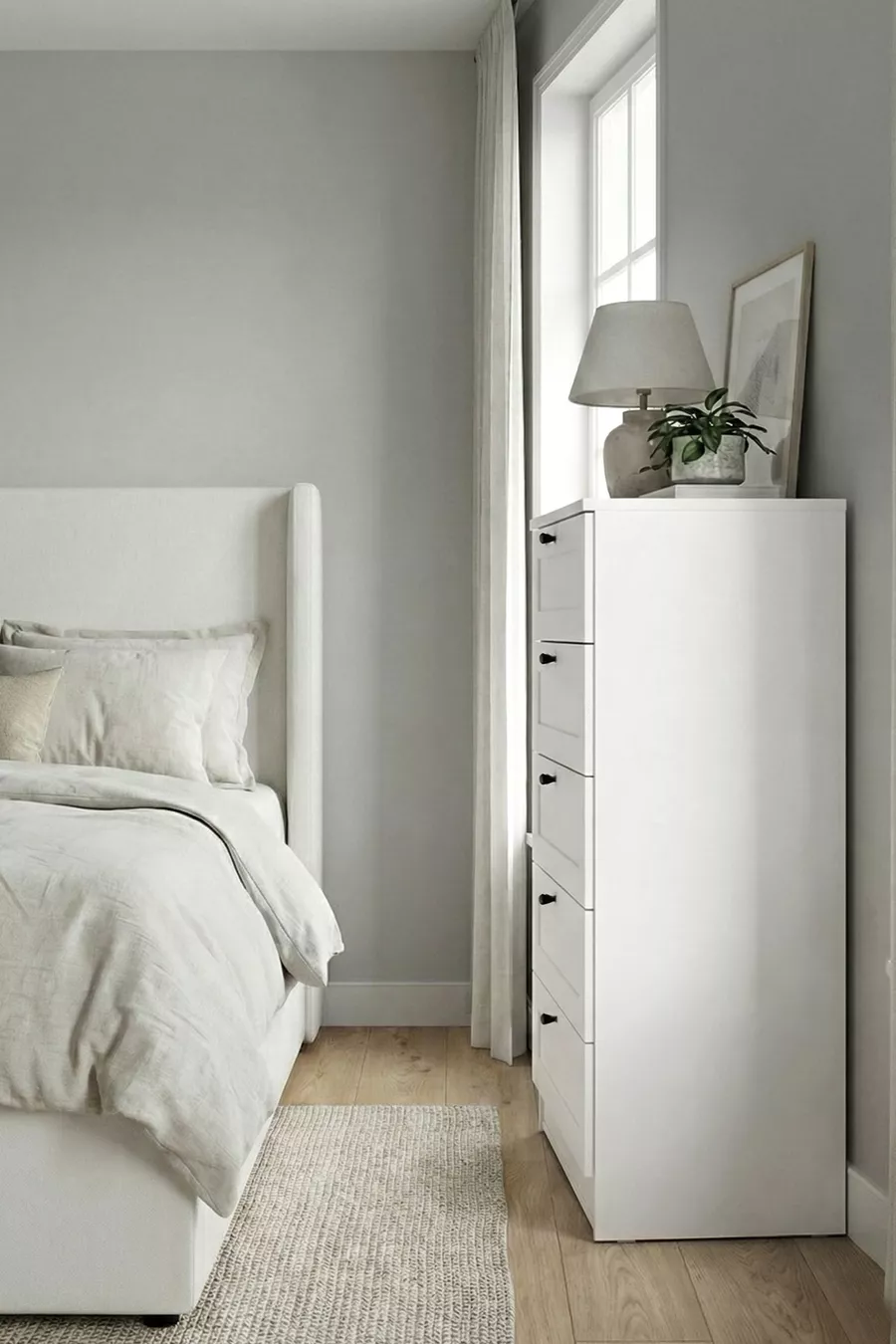 Commode Terra 5 tiroirs, Linge de lit Chambre à coucher Chambre de bébé Blanc