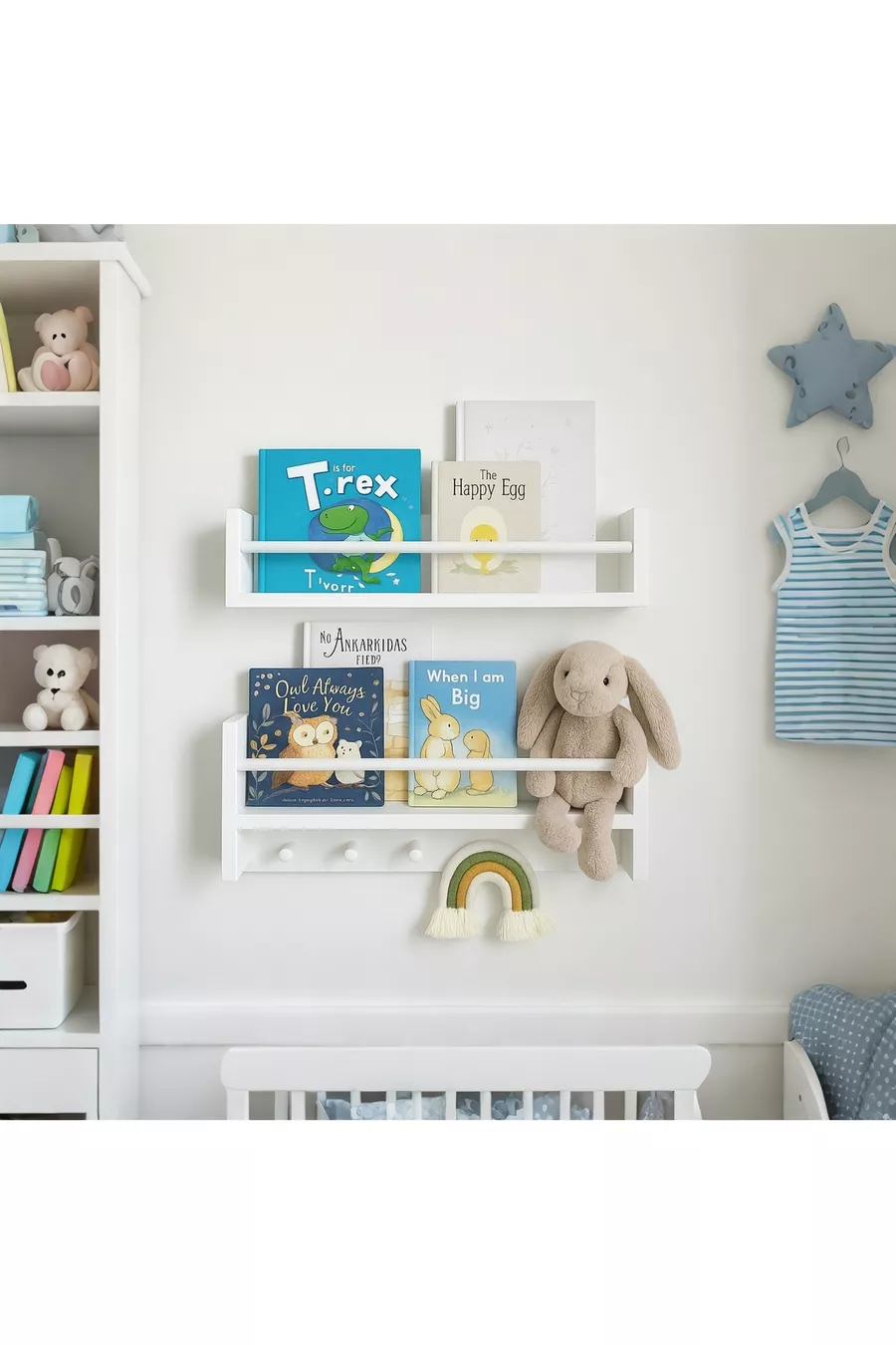 Étagère et bibliothèque Montessori en MDF blanc, 2 pièces