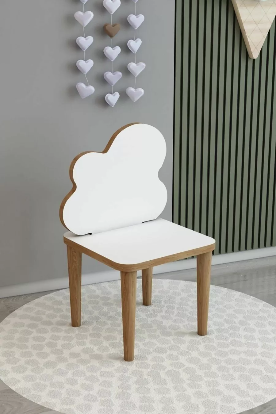 Ensemble Table et Chaise pour Enfant Nuage Blanc, Table d'Activité, Table de Travail, 1 Table, 1 Chaise
