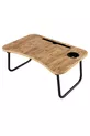 Table pliante portable pour ordinateur portable avec support pour tablette et téléphone, en pin
