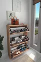 Placard à chaussures à abattant avec étagère coulissante, placard à chaussures à 3 compartiments, Merle Pin