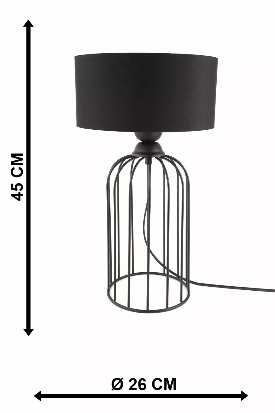 Lampe de table Tema noire avec abat-jour noir, lampe de table décorative, abajour, éclairage sur table d'appoint et chevet, décoration intérieure