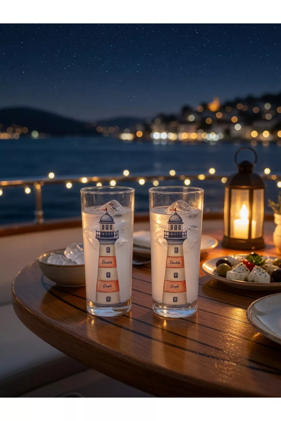 Verre à raki Marin incassable avec motif phare, lot de 2 - Type bateau et piscine, verre de marin