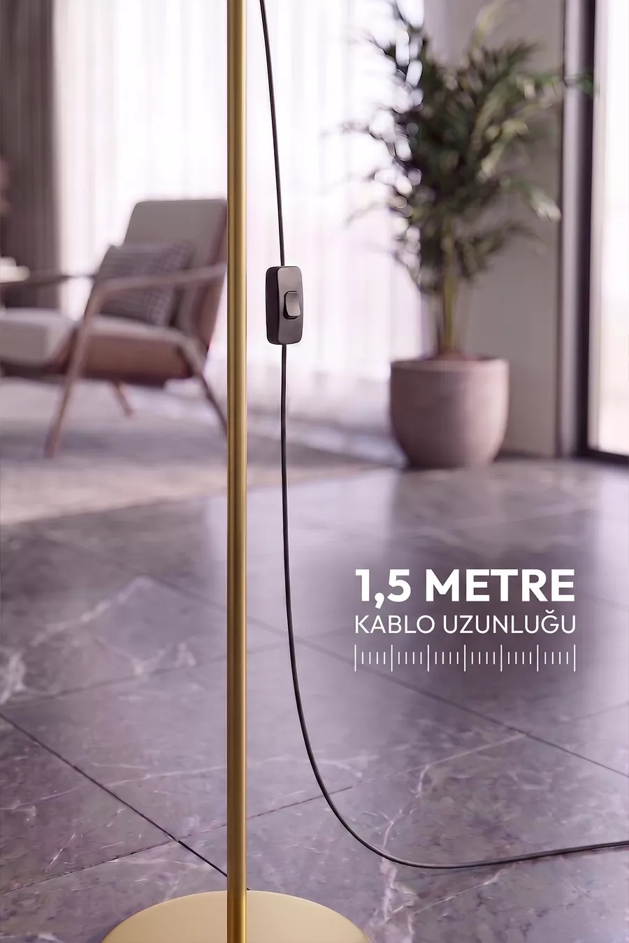 Lampadaire en métal à pied doré avec abat-jour crème Cora patiné pour salon, chambre à coucher & salle de séjour