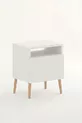 Commode moderne blanche avec pieds en bois, commode de chambre à coucher, commode pour chambre de bébé, commode pour chambre d'adolescent, commode avec étagères, table de chevet, commode moderne scandinave