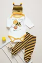 Ensemble de 3 bodys unisexes pour bébé jaune avec des abeilles