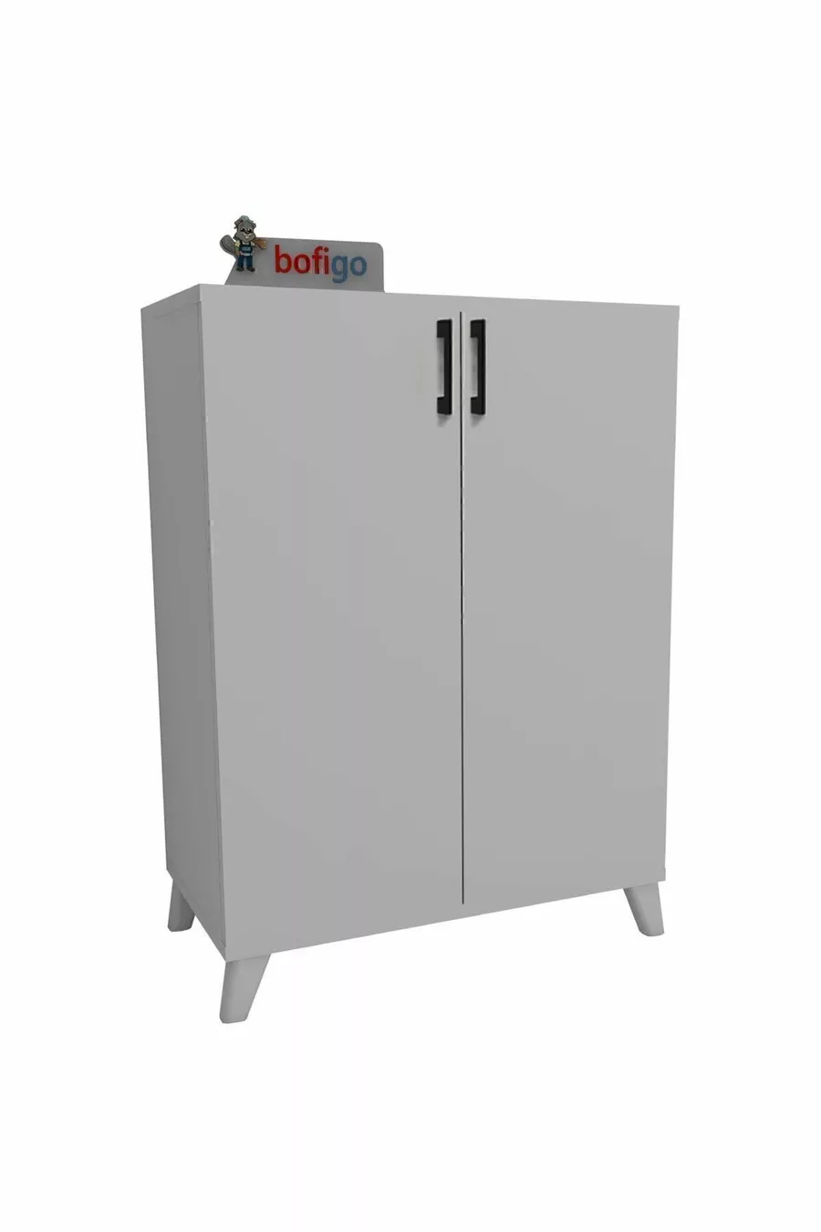 Armoire à chaussures polyvalente à 4 étagères et 2 portes, Armoire à chaussures Ceren Blanche