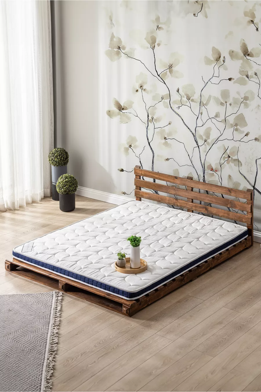 Matelas avec coussin en mousse à plumes d'oiseau, entièrement orthopédique, 8 cm (±1 cm)
