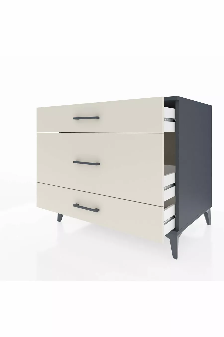 Commode Kronos 3 tiroirs Anthracite-Pierre de lune